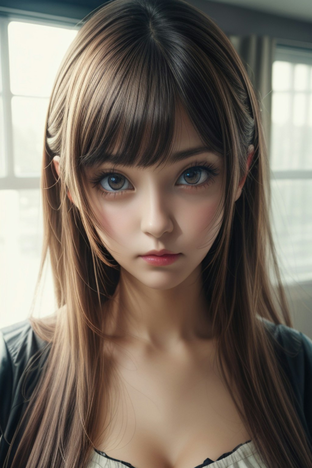 Realistic anime girl with huge eyes