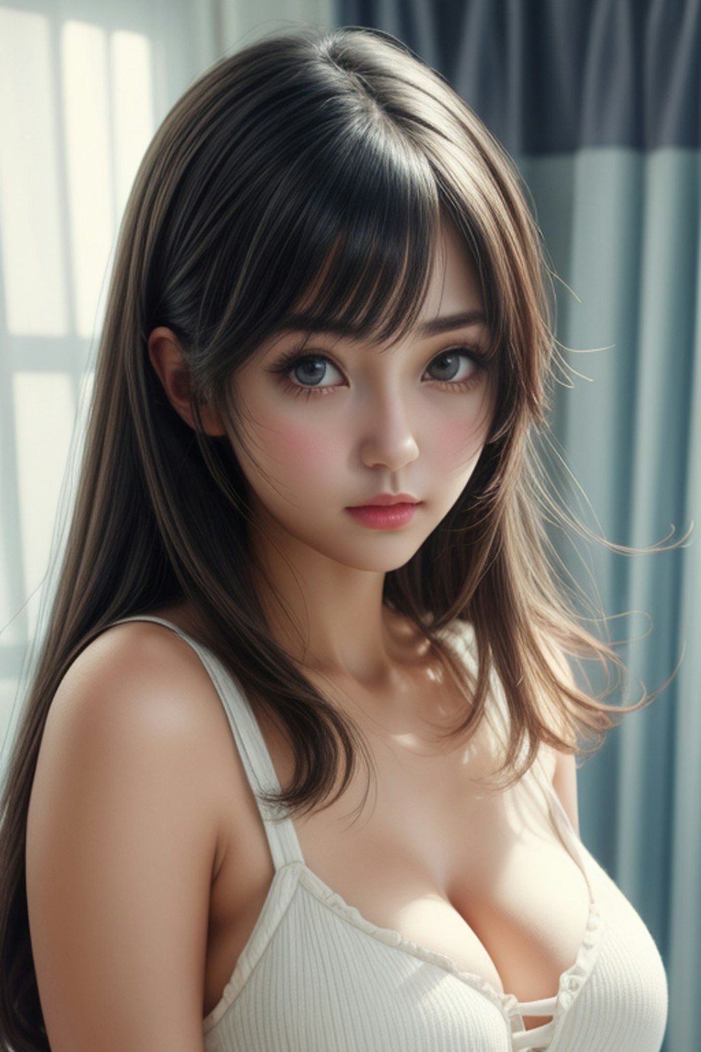 Realistic anime girl with huge eyes