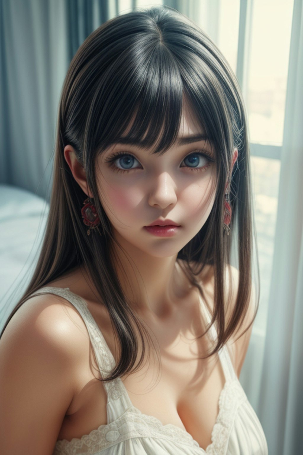 Realistic anime girl with huge eyes