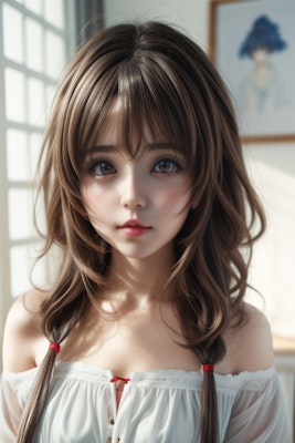 Realistic anime girl with huge eyes