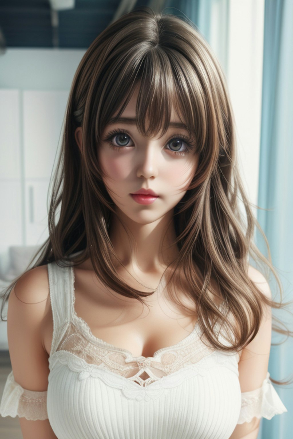 Realistic anime girl with huge eyes