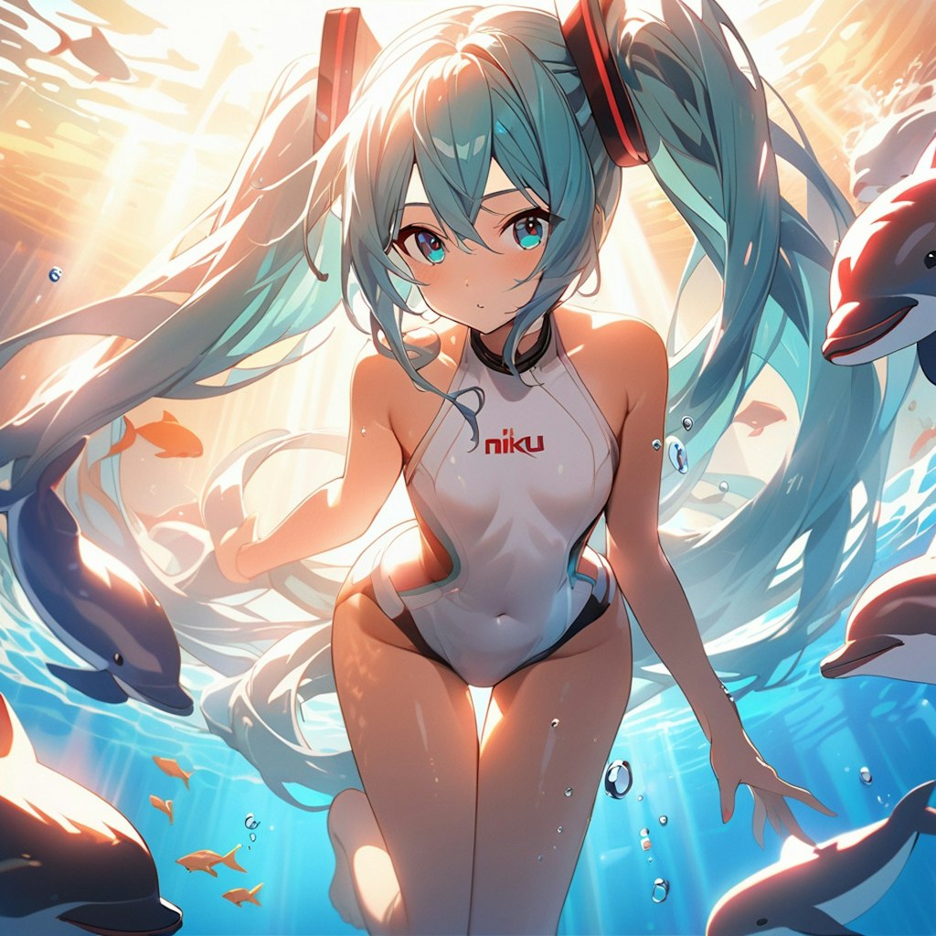 初音ミク⭐️ Underwater play