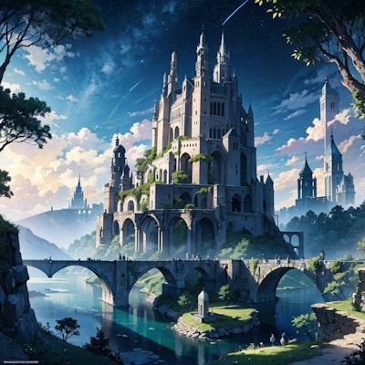 ファンタジー風の城と空