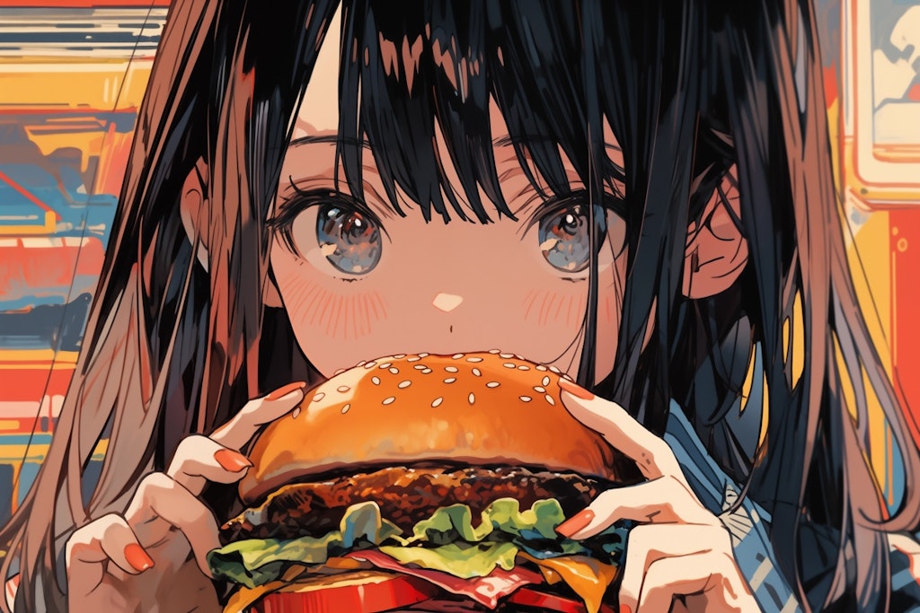 美少女とハンバーガー