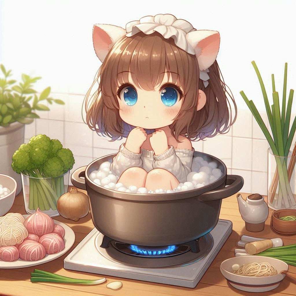 ダシからラーメンを作っている小さな女の子