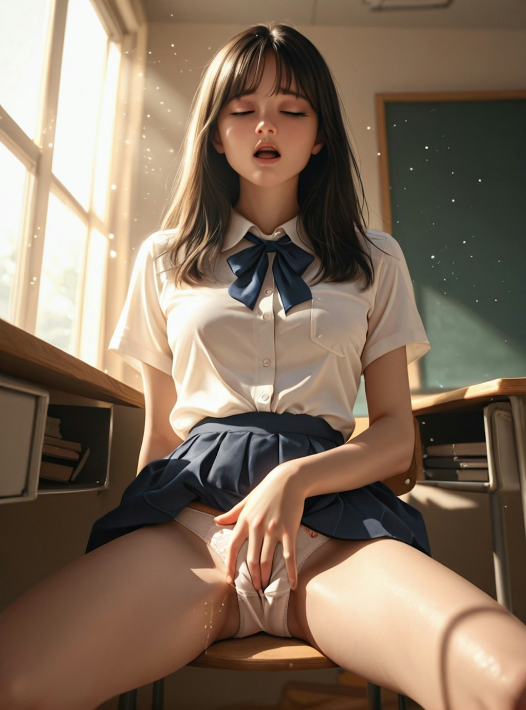 制服少女...教室セルフ