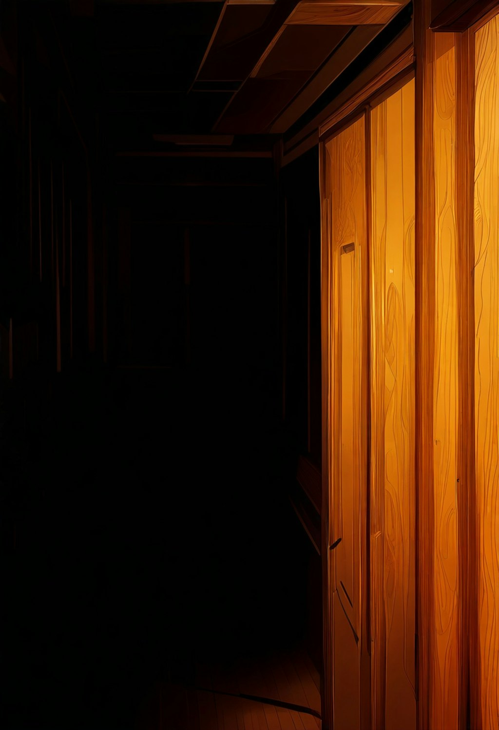 うす暗い木製の廊下