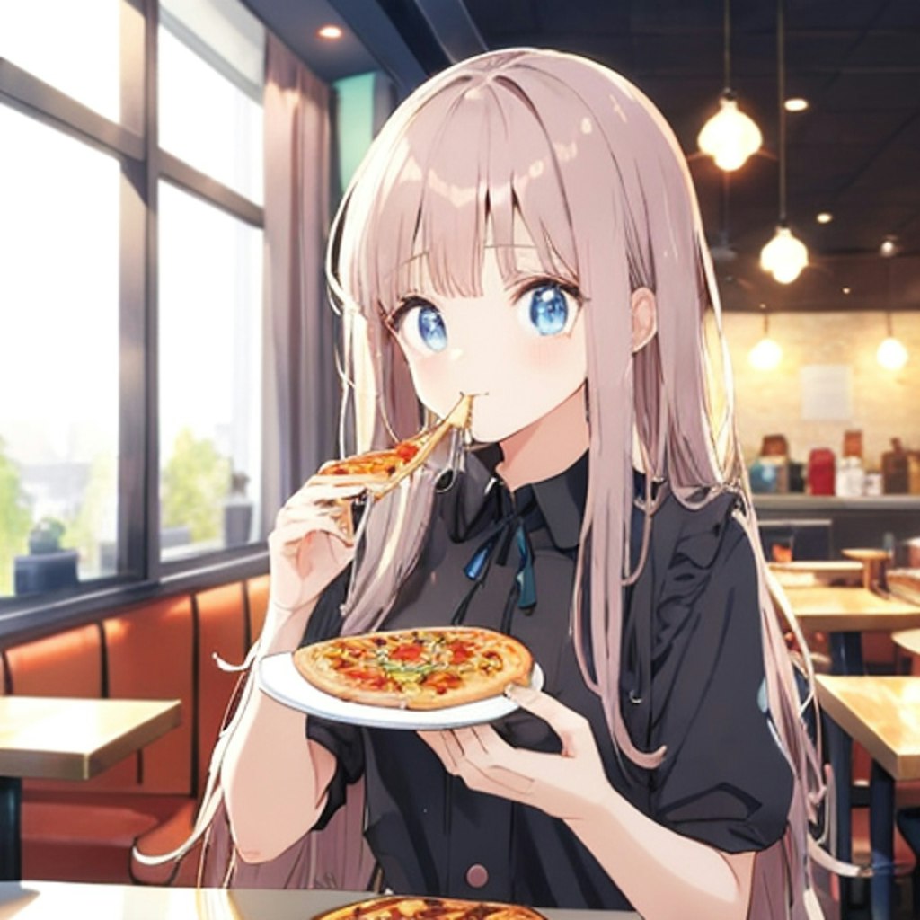 ピザを食べる女の子