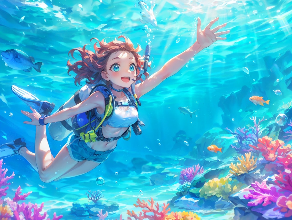 珊瑚の海でダイビング