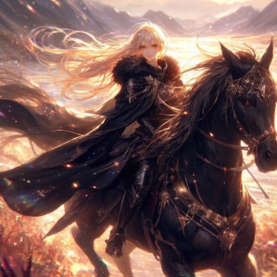 馬に乗るブロンドの女騎士さん４