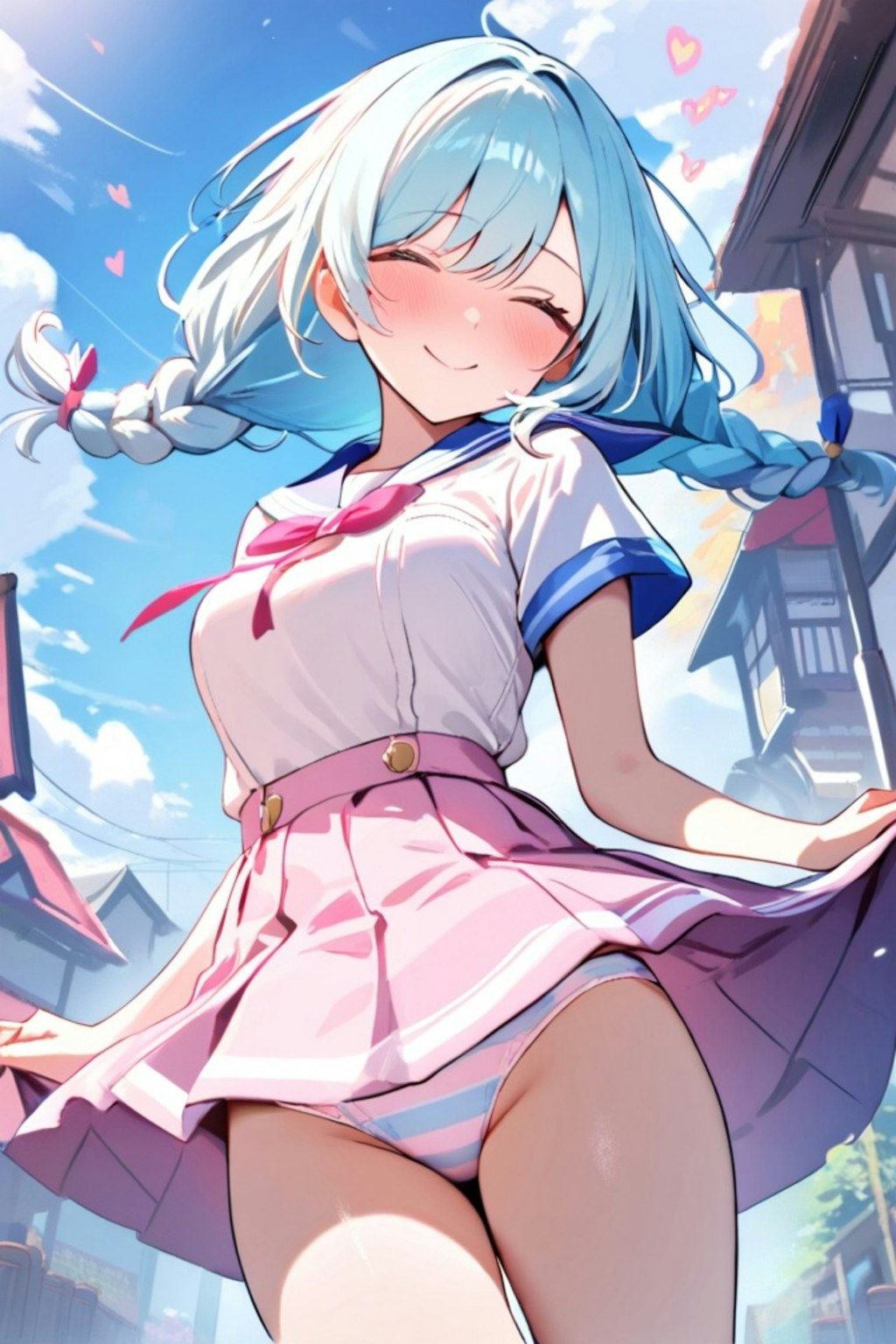 青髪ちゃんのパン見せ