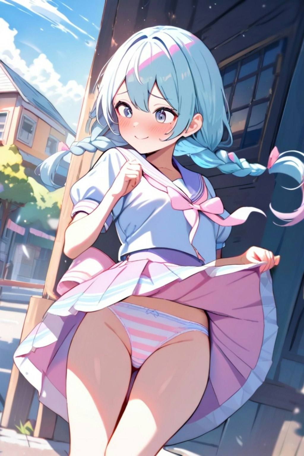青髪ちゃんのパン見せ