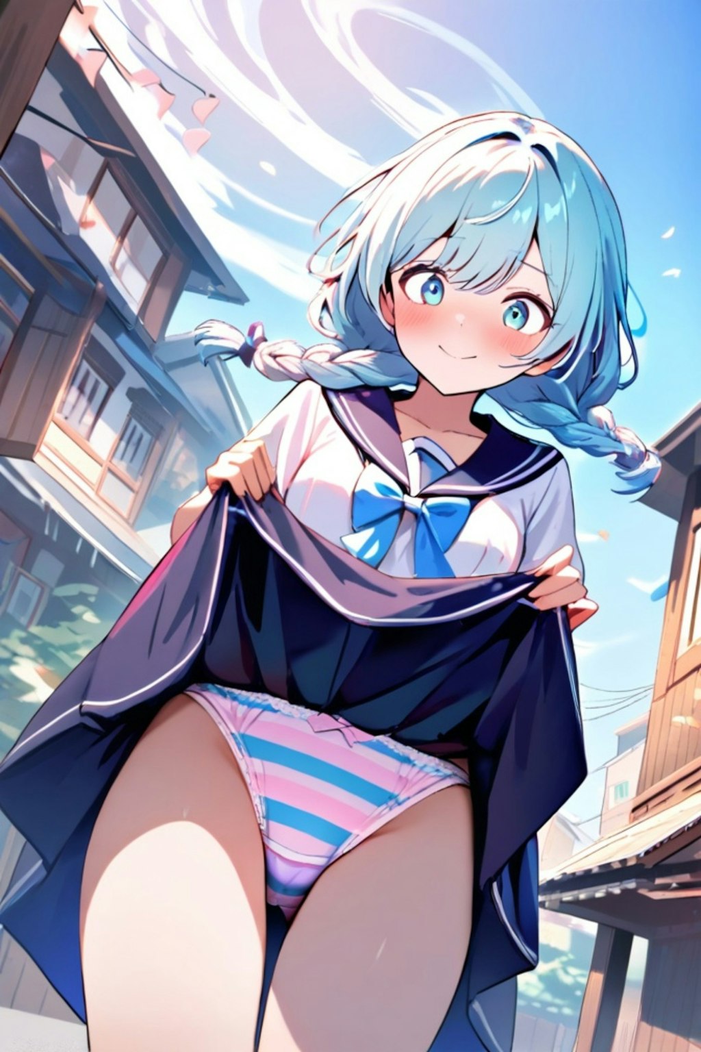 青髪ちゃんのパン見せ