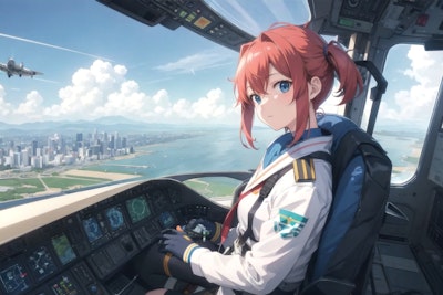 Girl piloting an airplane 9