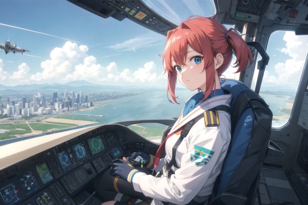 Girl piloting an airplane 9