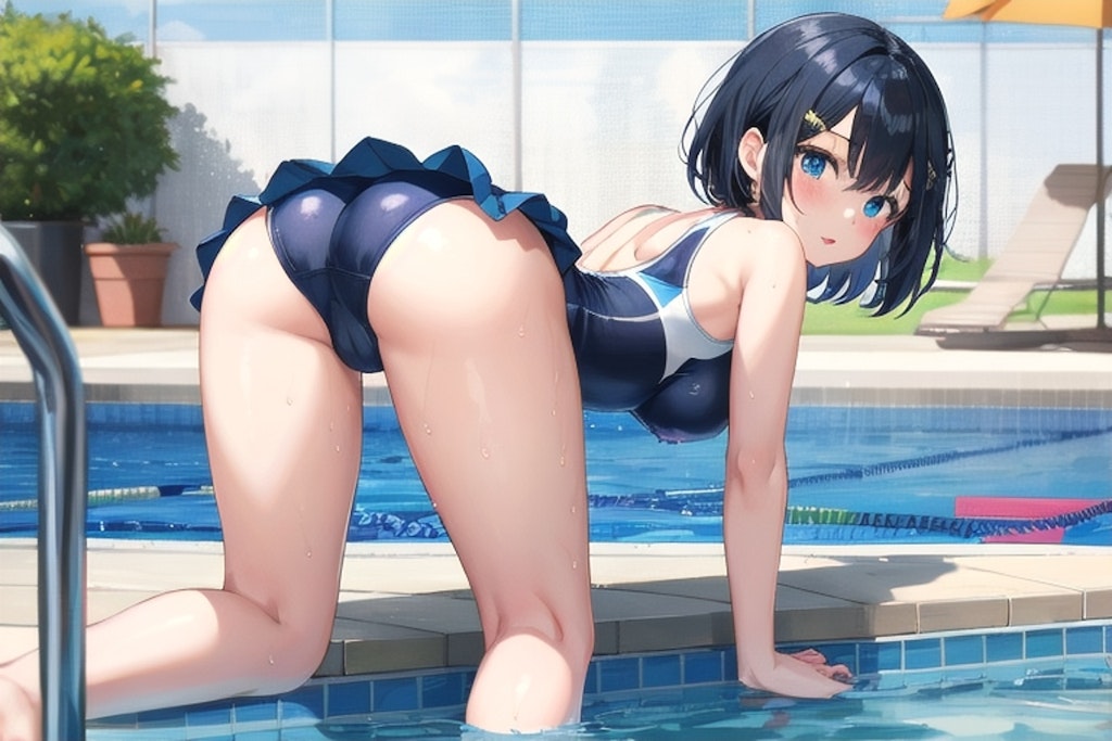 水着にミニスカ