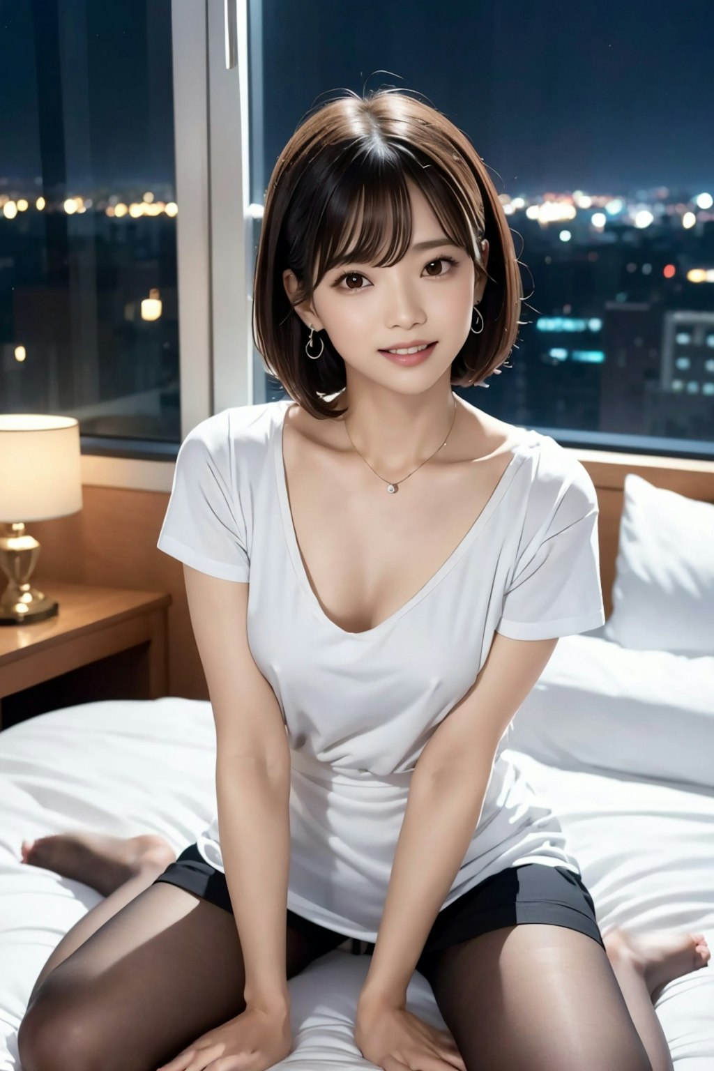 ベッドに座る れなちゃん R-18