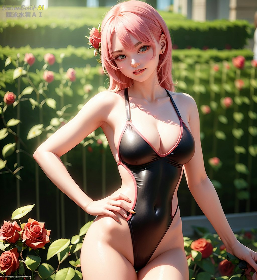 Rose SwimSuit Park beauty　競泳水着バラ園　エレガントな彼女編