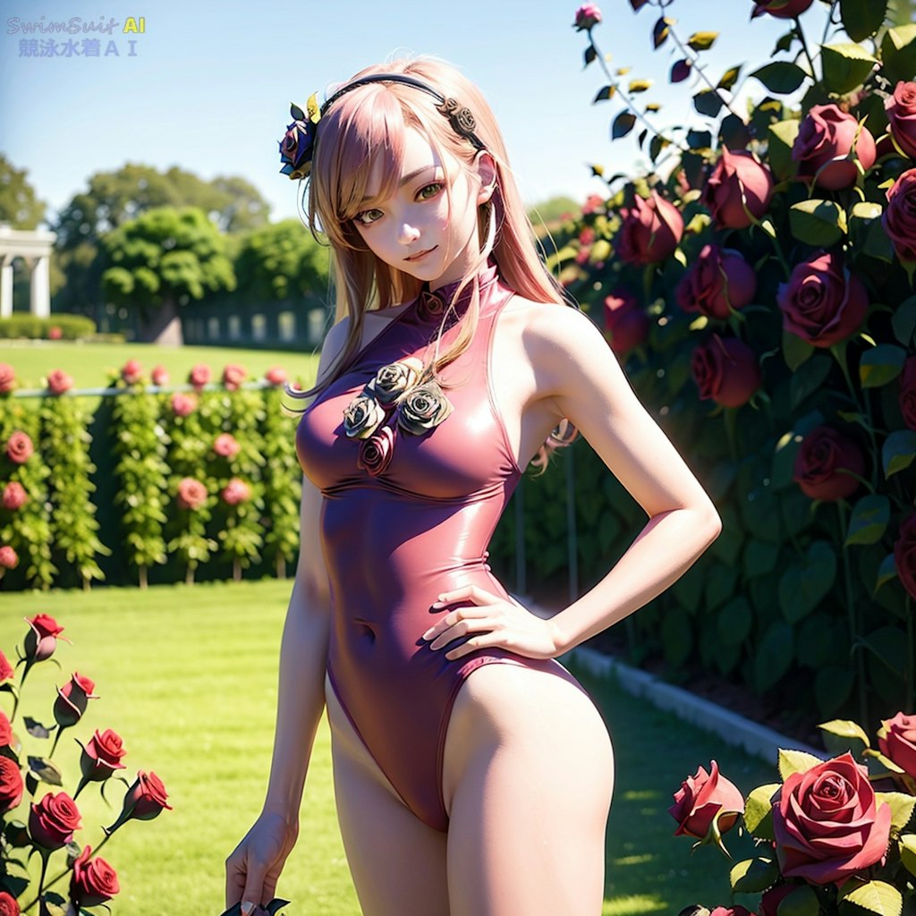 Rose SwimSuit Park beauty　競泳水着バラ園　エレガントな彼女編