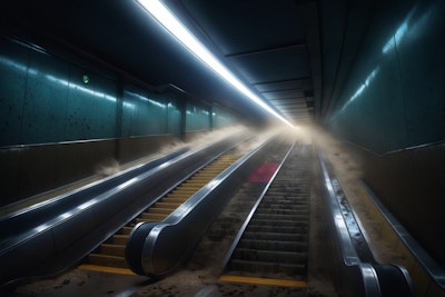 砂嵐の地下鉄エスカレーター