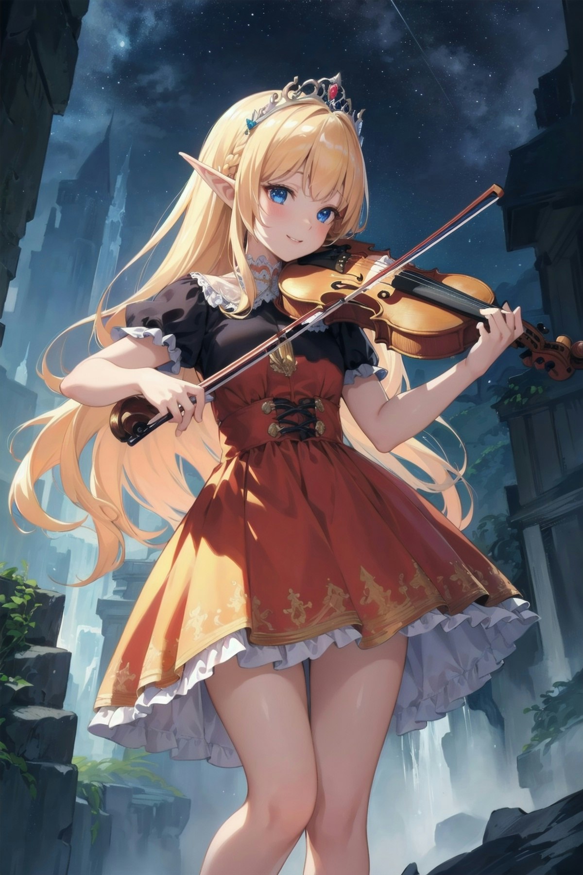 バイオリンを演奏する妖精 | chichi-pui（ちちぷい）AIイラスト専用の