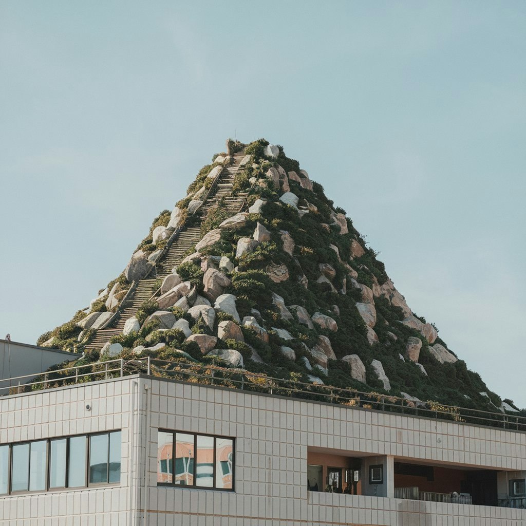 ビルの屋上に作った山