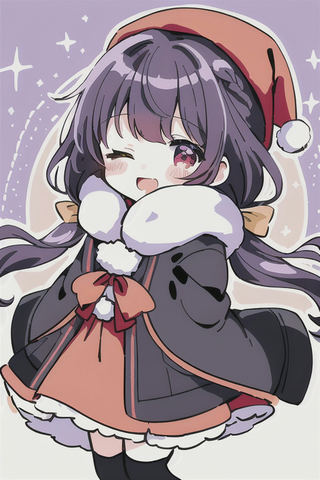 ポストカード風のクリスマスな魔法使いちゃん！2