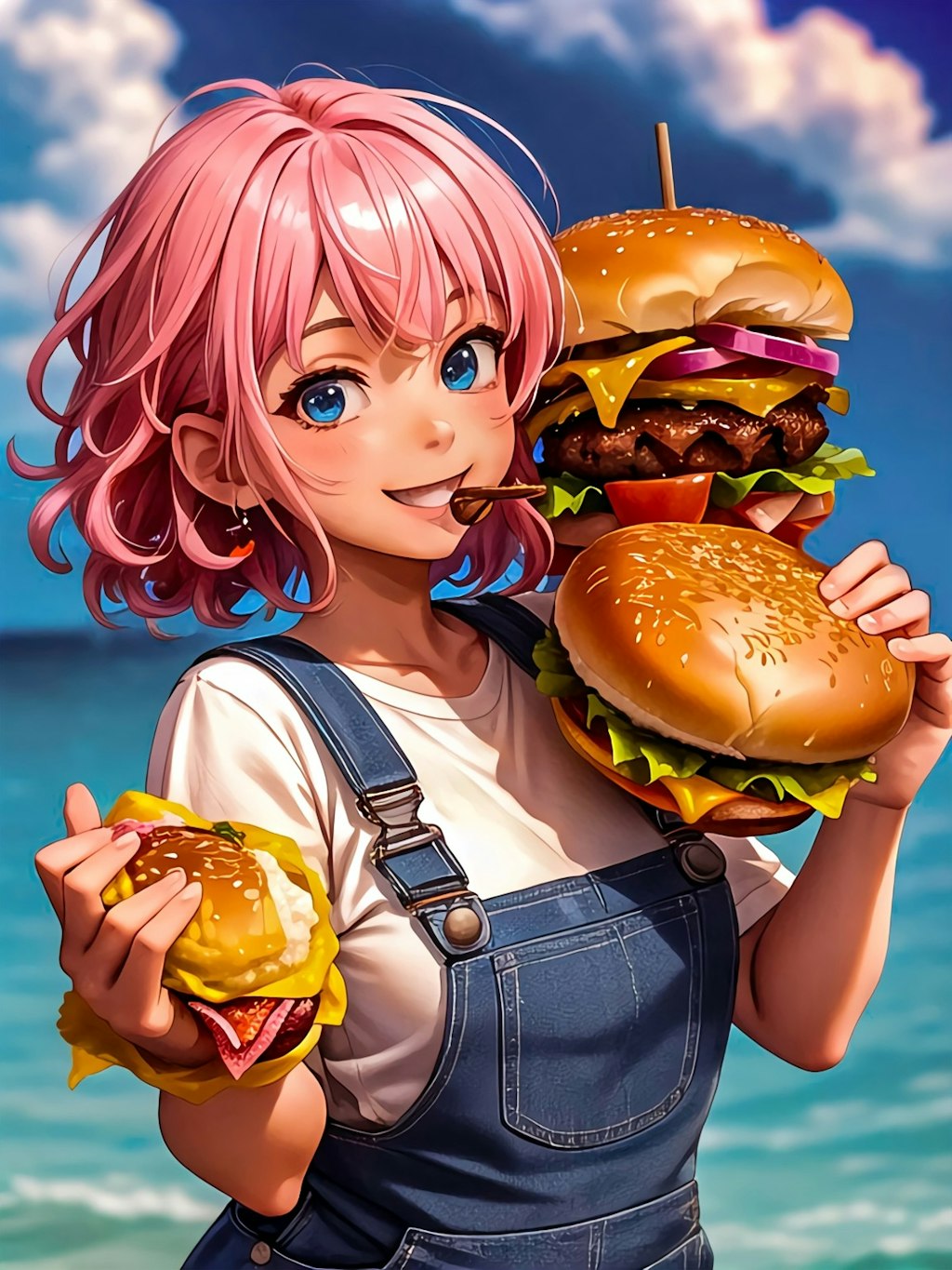 雫ちゃん💧ハンバーガー🍔食べよー