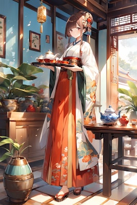 漢王朝のお茶会準備