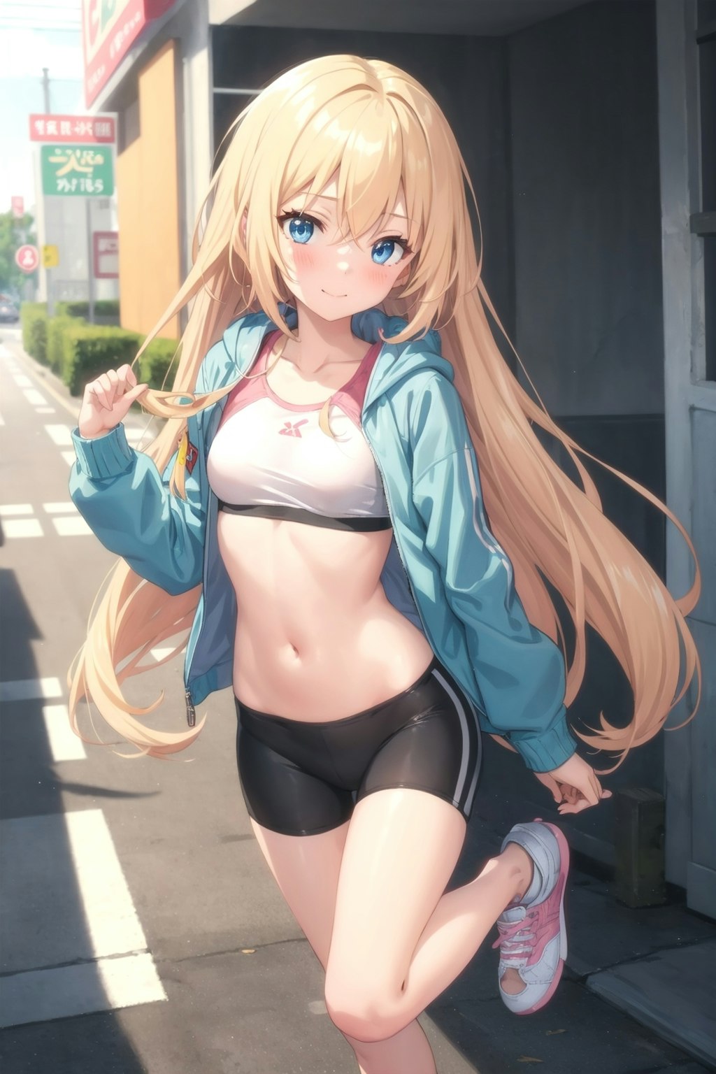 朝のジョギング中な金髪ちゃん