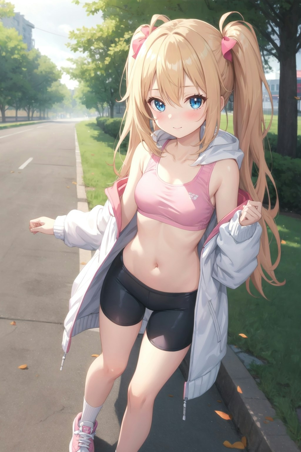 朝のジョギング中な金髪ちゃん