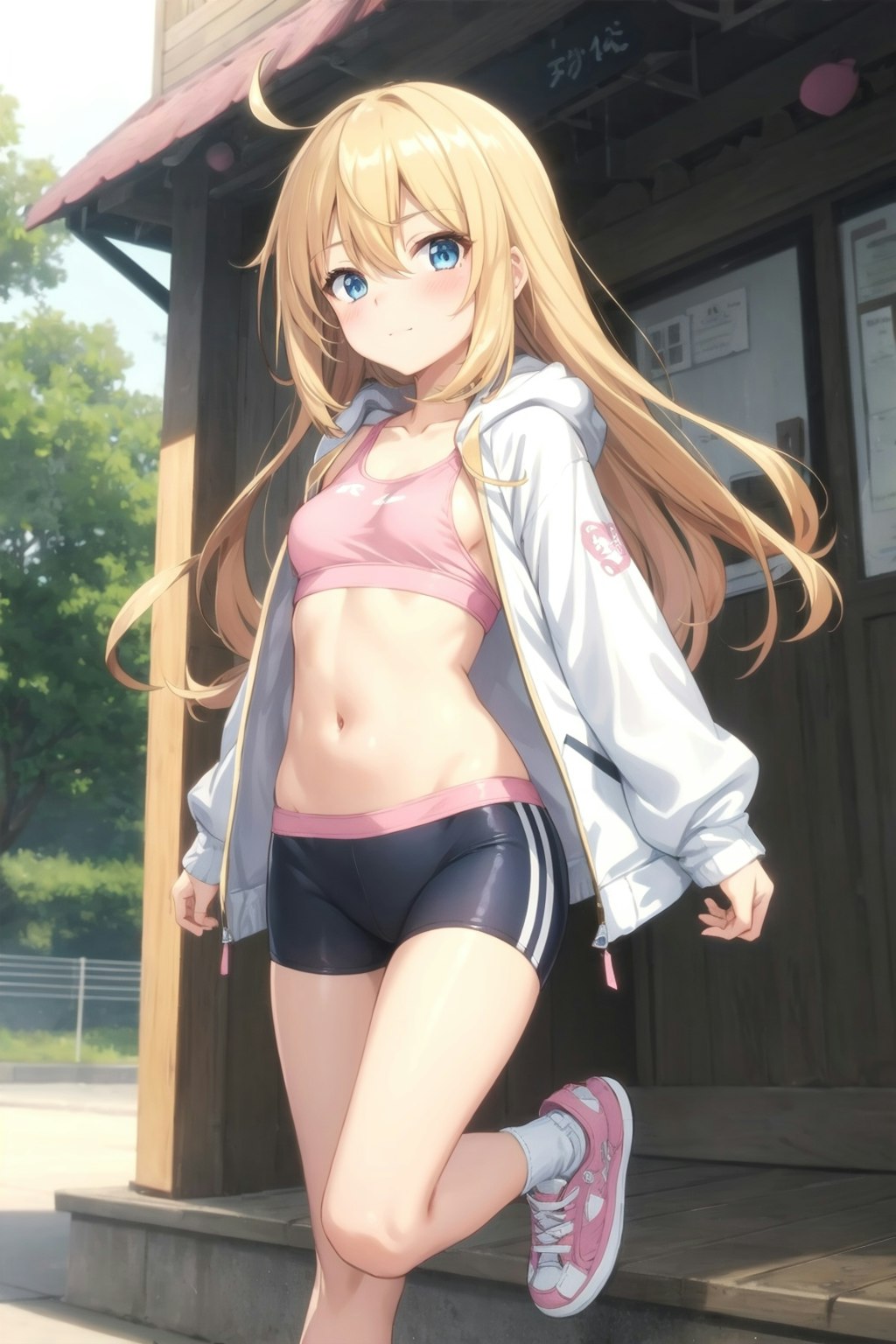 朝のジョギング中な金髪ちゃん