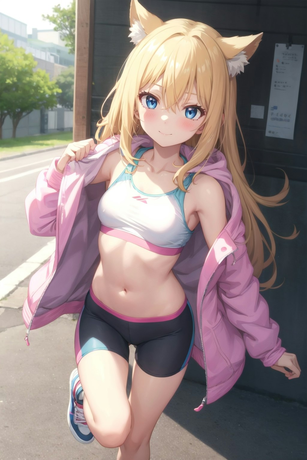 朝のジョギング中な金髪ちゃん