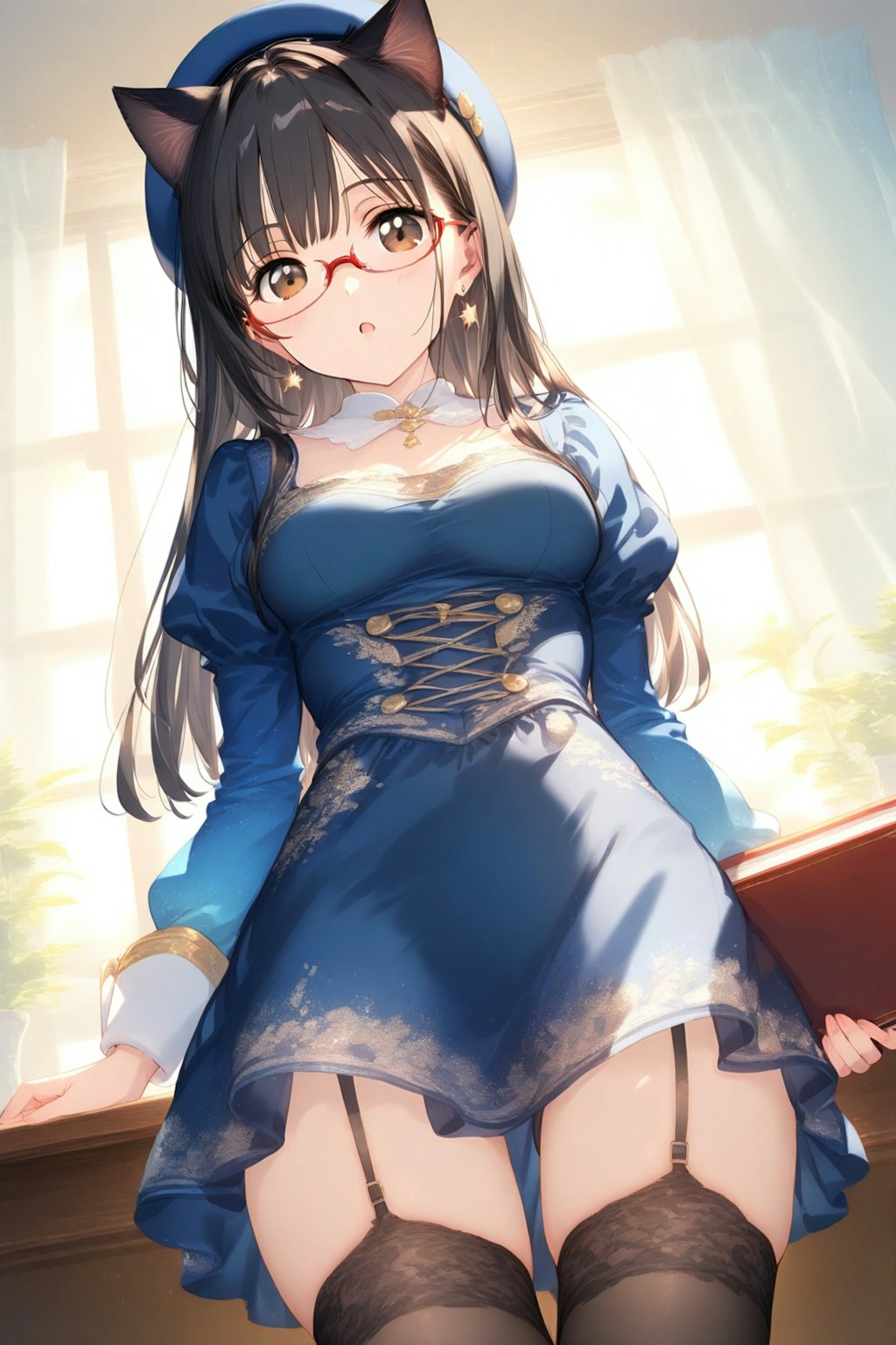 ガーターストッキングケモミミメガネっ子、やってみました
