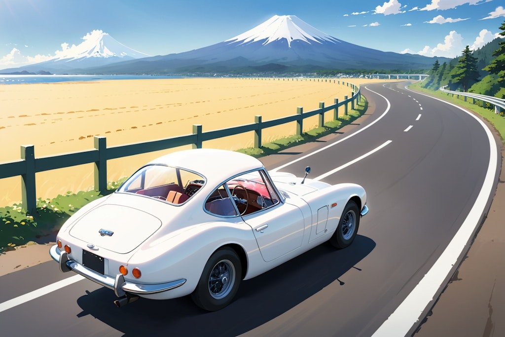 【実験的画像生成】トヨタ2000GT の走行シーンー各画像生成モデル使用ー