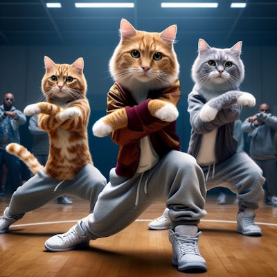 ダンス部員募集ポスターを作る猫