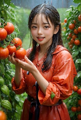 トマト畑 (大雨)