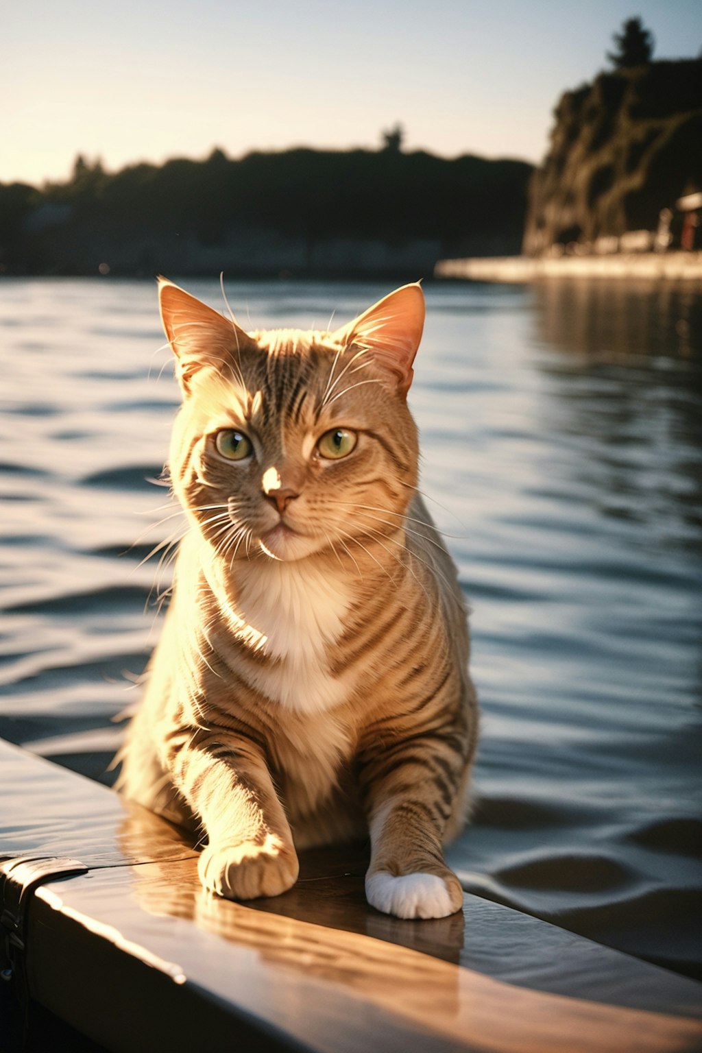 防波堤に佇む猫