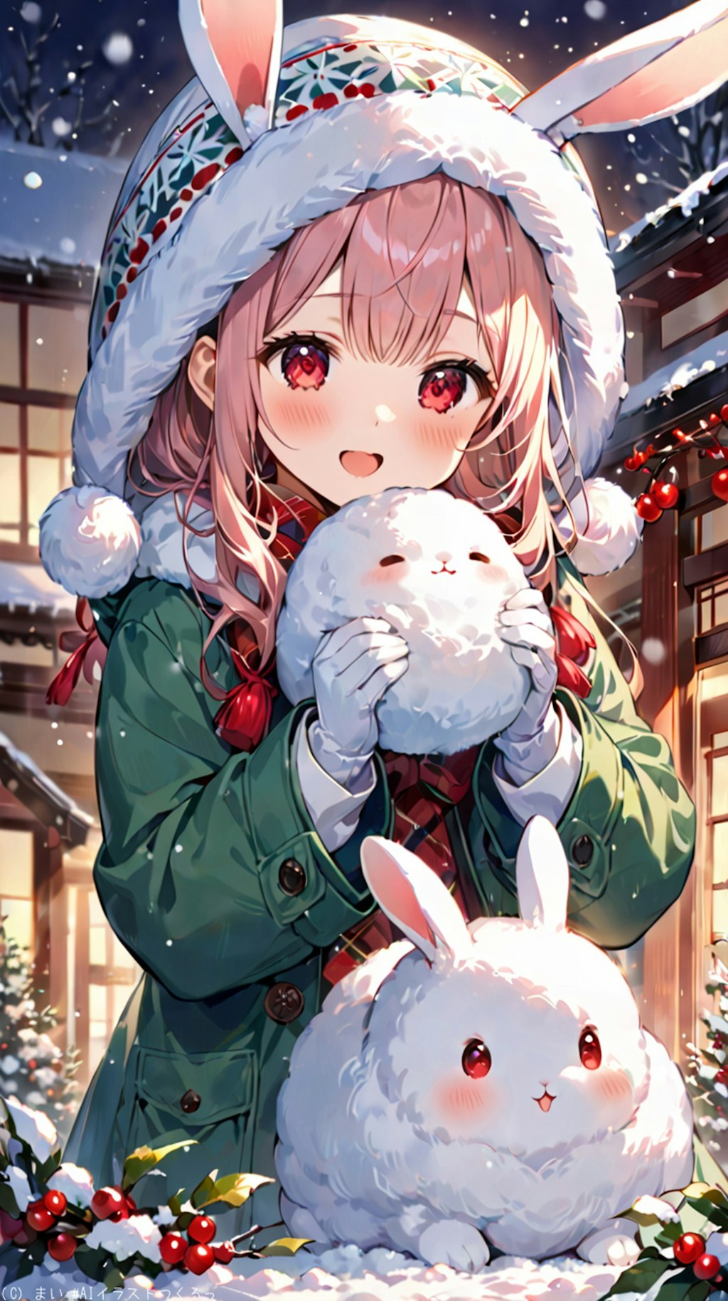 雪とうさちゃん