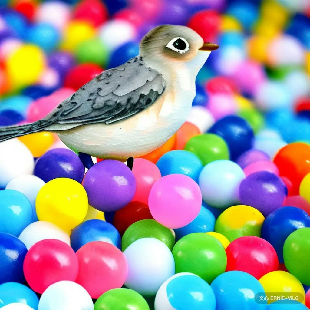 Bird in plastic balls