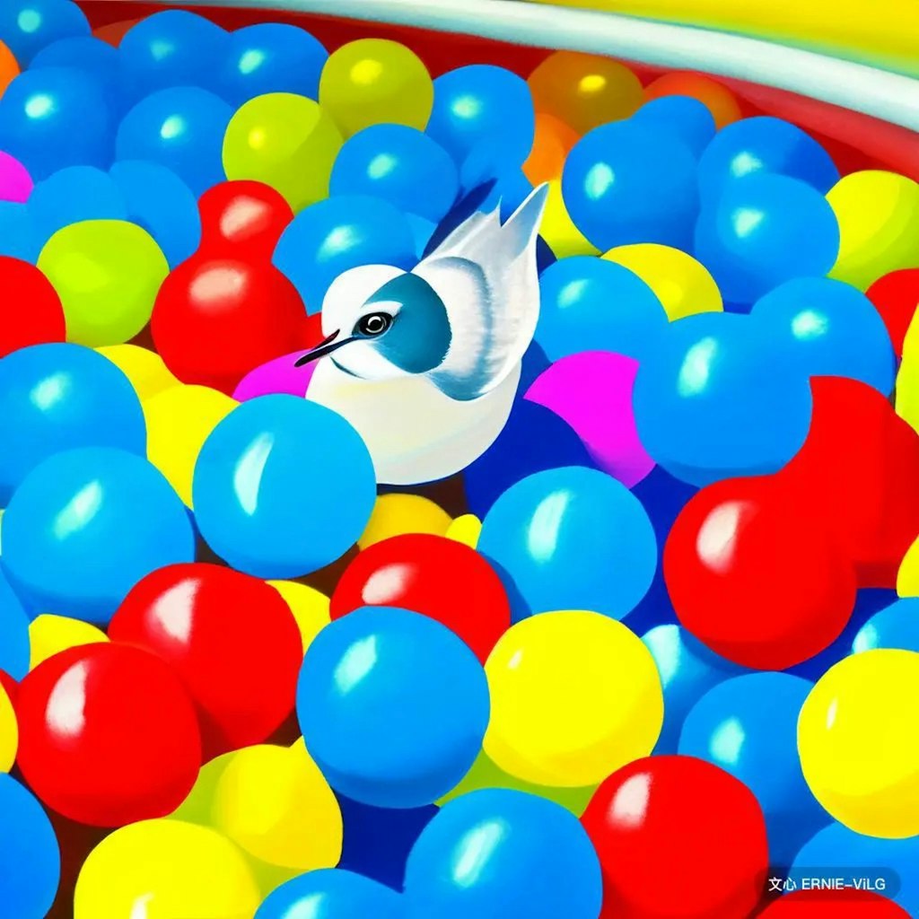 Bird in plastic balls