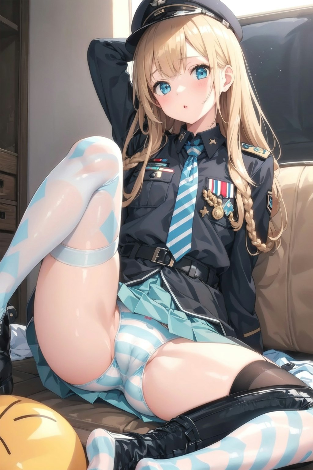 シースルーニーハイ軍服少女