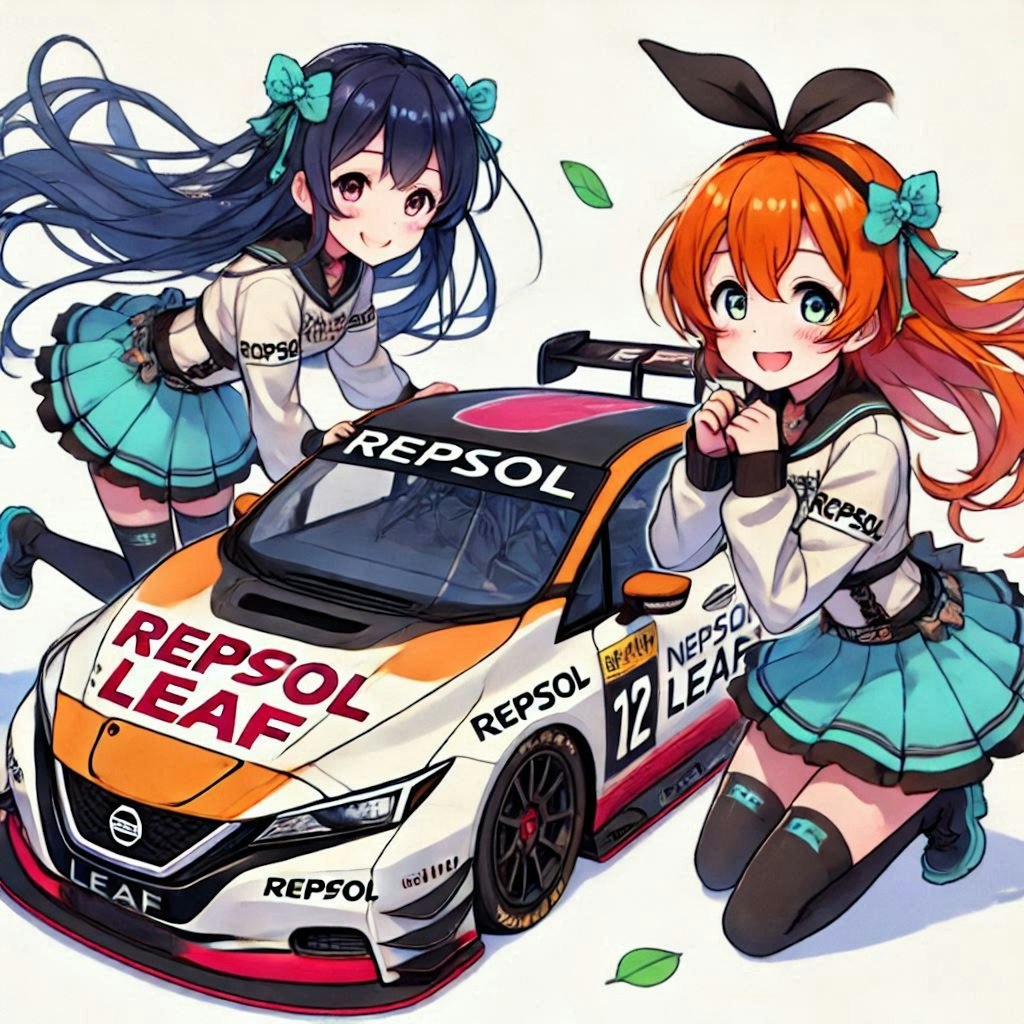 ラブライブキャラとレプソルカラー日産リーフレーシングカー