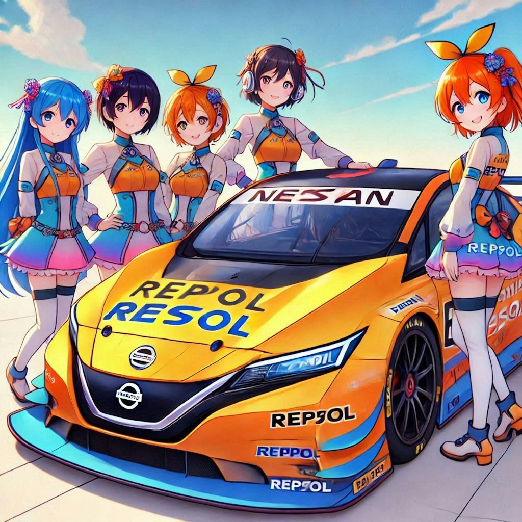 ラブライブキャラとレプソルカラー日産リーフレーシングカー