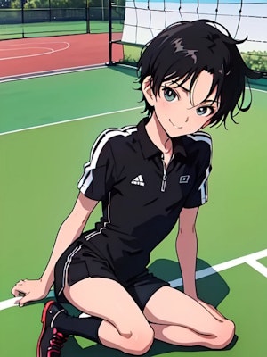 テニス少年　【黒】　五枚