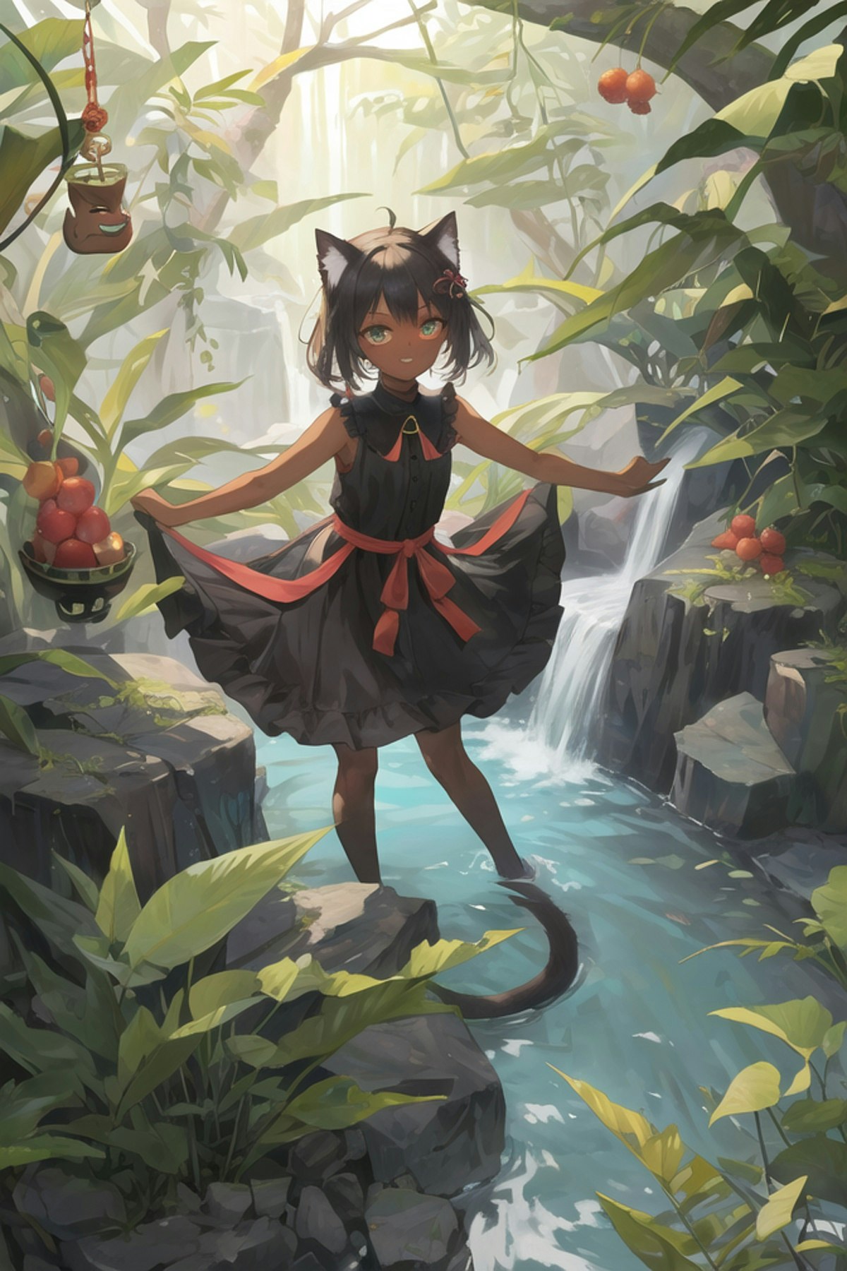 油絵 専用 スクーターに乗る黒猫