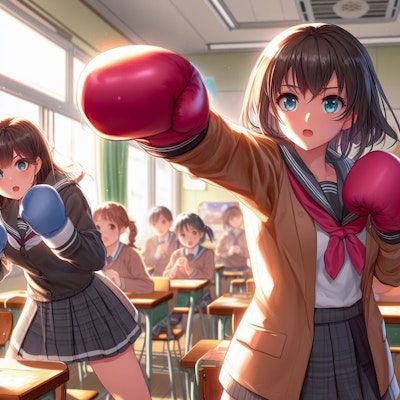 教室でボクシング