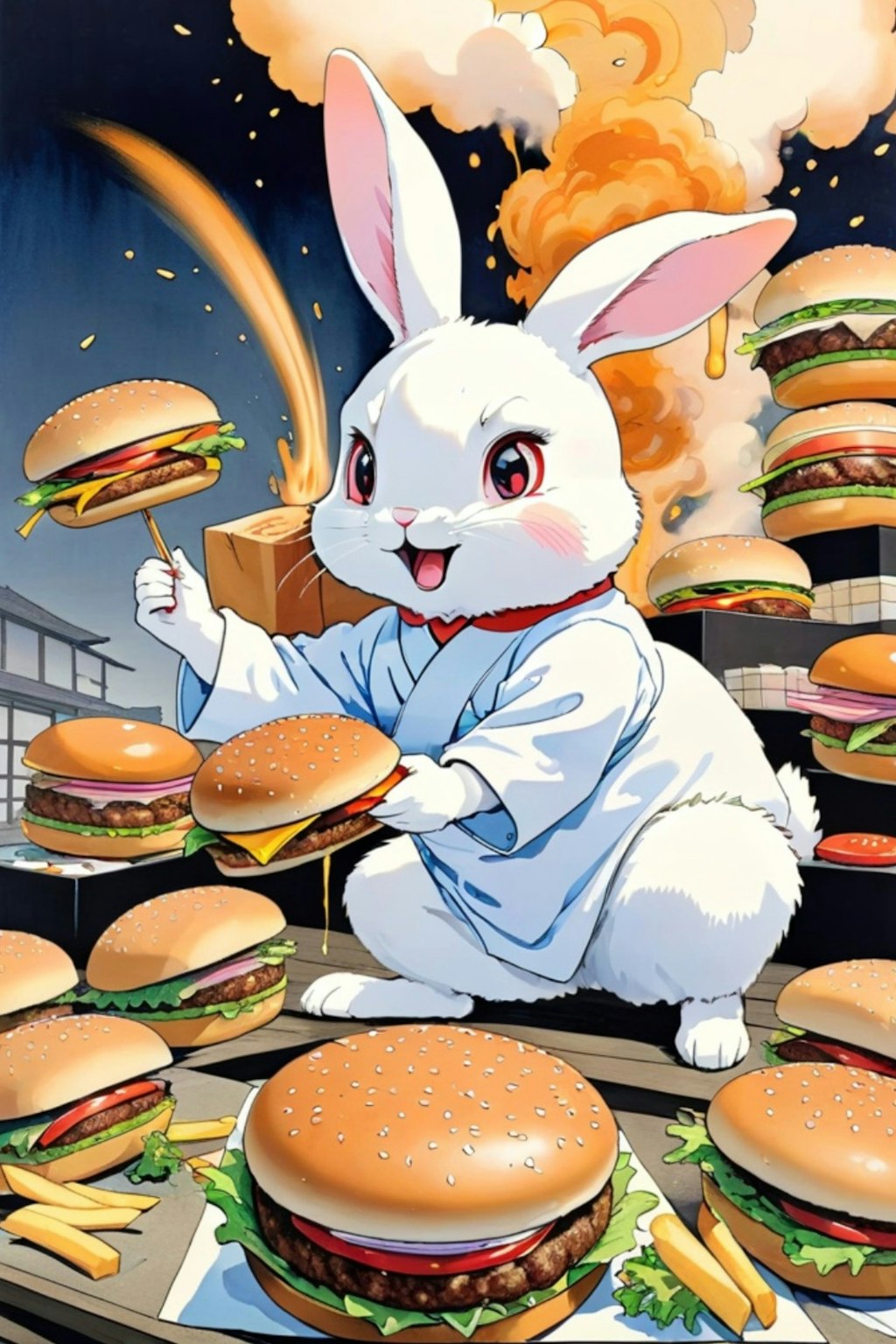 ハンバーガーとウサギちゃん