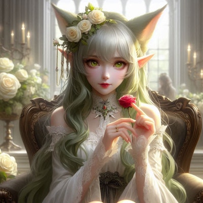 猫耳エルフ姫と薔薇
