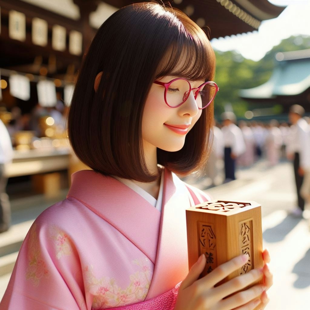 眼鏡女子 楓の初詣